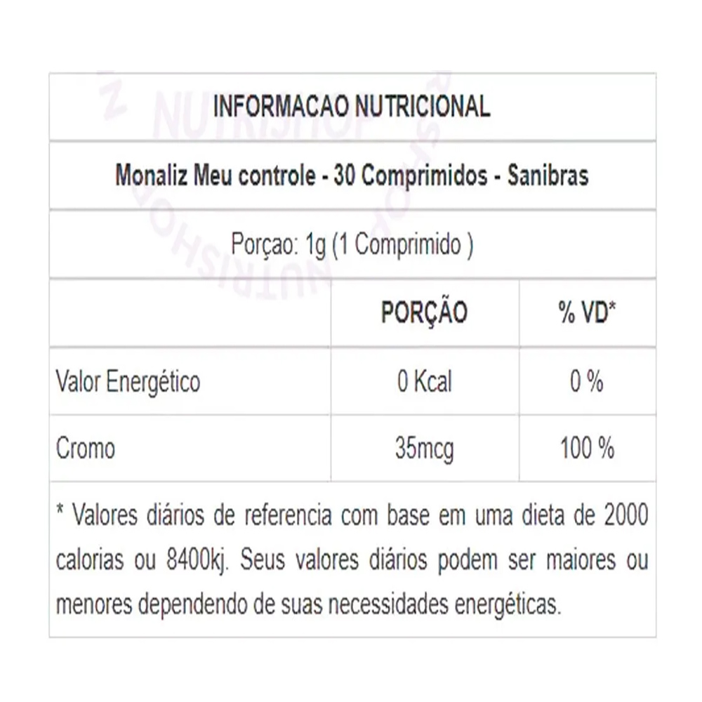 Monaliz 1000mg - 30 Cápsulas - Sanibras Sabor Sem Sabor