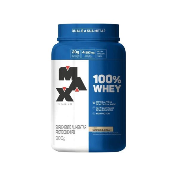 Whey 100% Pote 900g Cookies  - Max Titanium