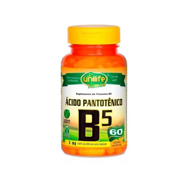 Vitamina B5 Acido Pantotenico - 60 Caps - Unilife