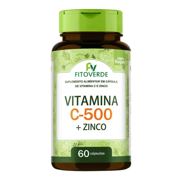 Vitamina C + Zinco 60 Caps 500mg - Fitoverde