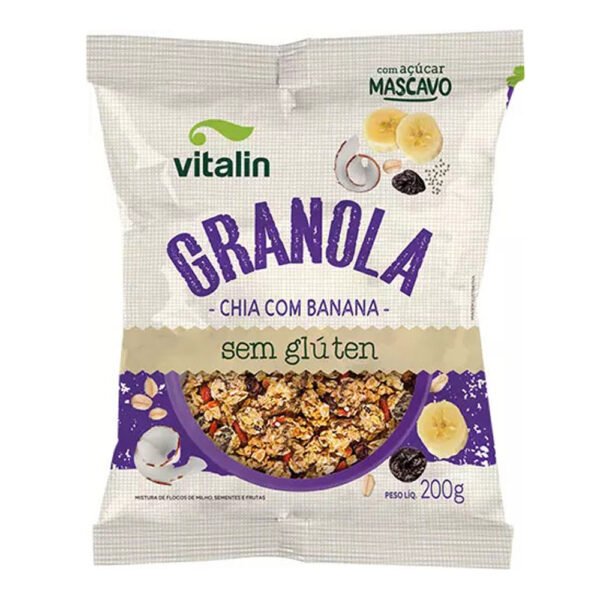 Granola Chia com Banana 200g - Vitalin