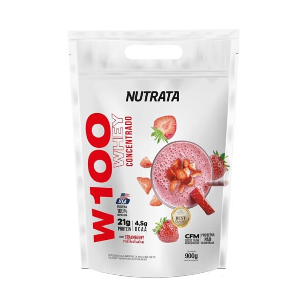 Whey 100% Refil Morango 900g - Nutrata
