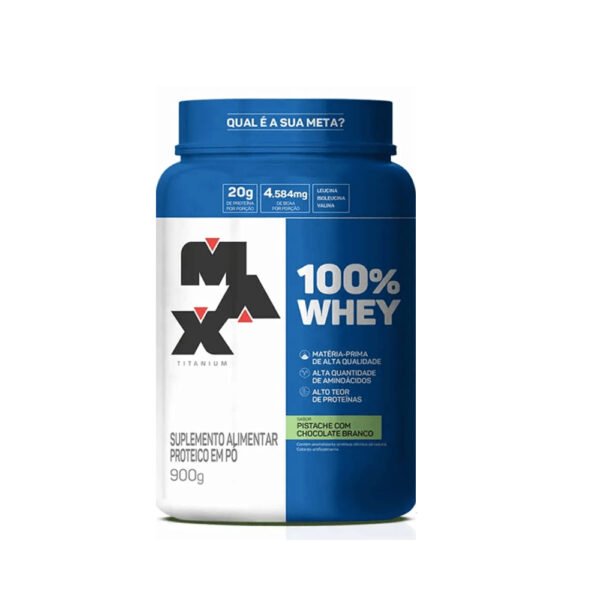 Whey 100% Pote 900g Pistache com Chocolate Branco  - Max Titanium