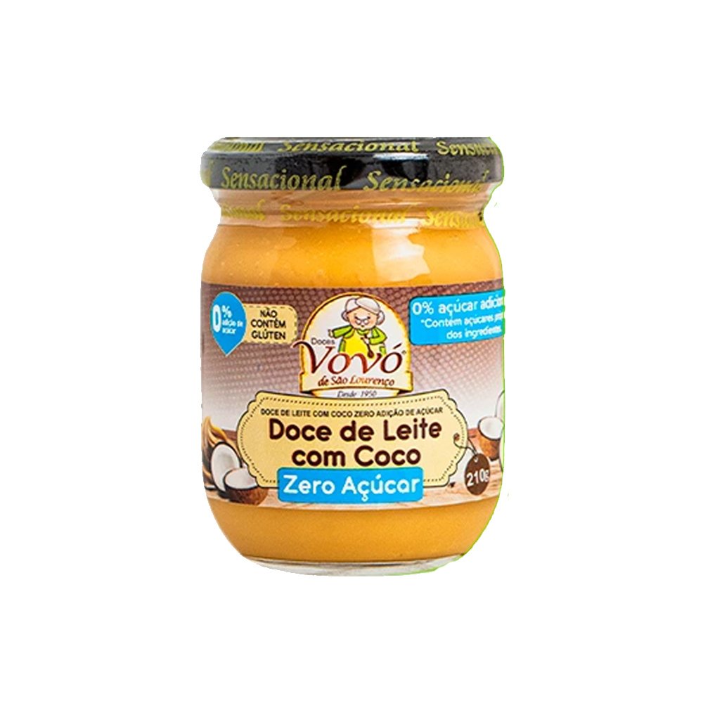 15381320453-doce-de-leite-com-coco-210ml.jpg Doce de Leite com Coco Zero Açucar - Doces Vovo de Sao Lourenco - Imagem 1