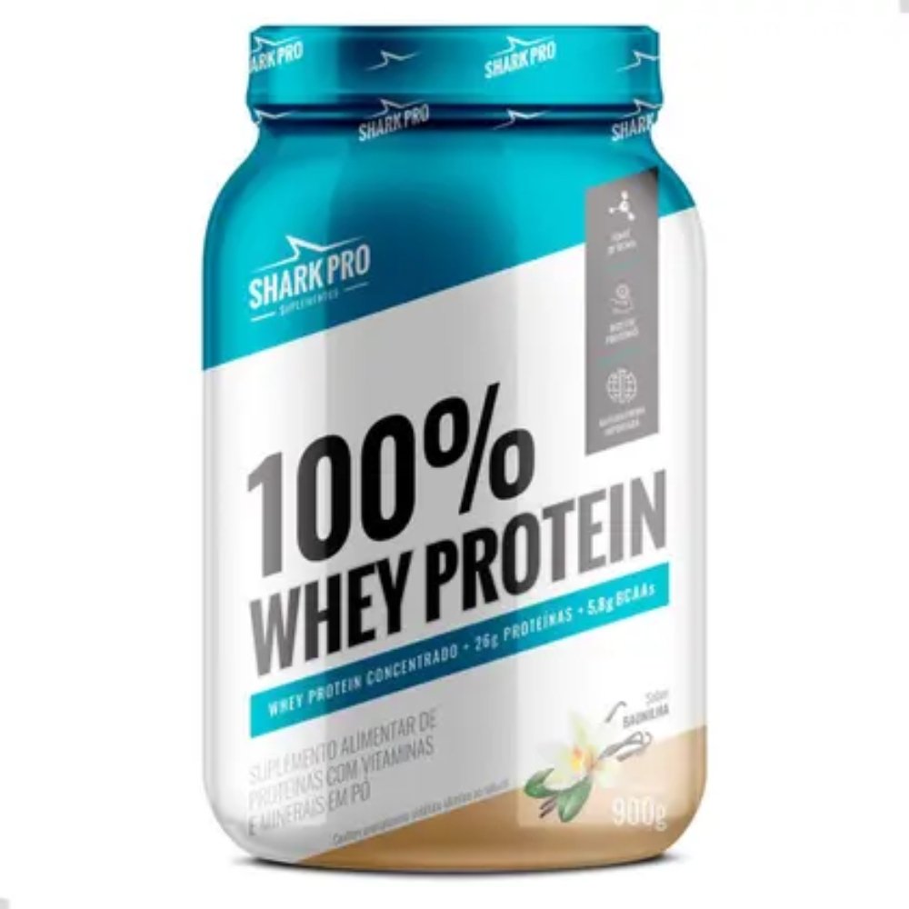 15485704762-4635i1.jpg 100% Whey Protein Pote 900g Baunilha - Sharkpro Suplementos - Imagem 1