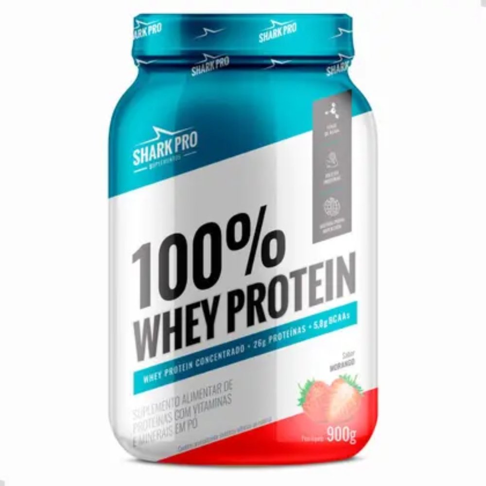 15485707129-4638i1.jpg 100% Whey Protein Pote 900g Morango - Sharkpro Suplementos - Imagem 1