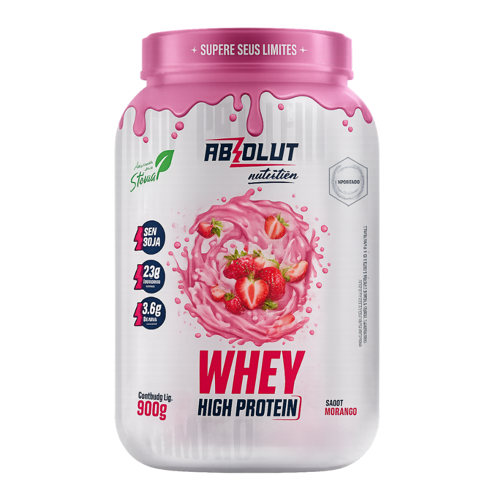 15548709634-1.png Whey High Protein Morango 900g Pote – Absolut Nutrition - Imagem 1