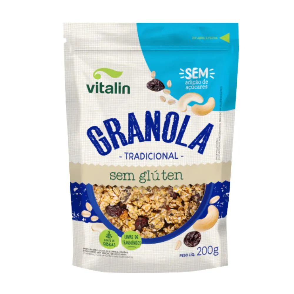 15575232976-granola-tradicional-s-acucar.png Granola Tradicional Zero Açucar 200g - Vitalin - Imagem 1