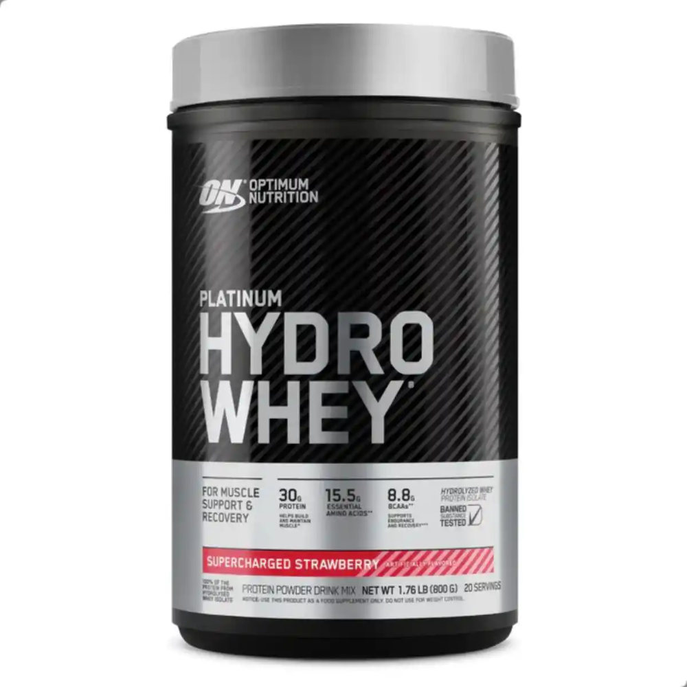 15591354497-platinum-hydro-1000x1000-1.png Whey Platinum Hydro Morango 800g - Optimum Nutrition - Imagem 1