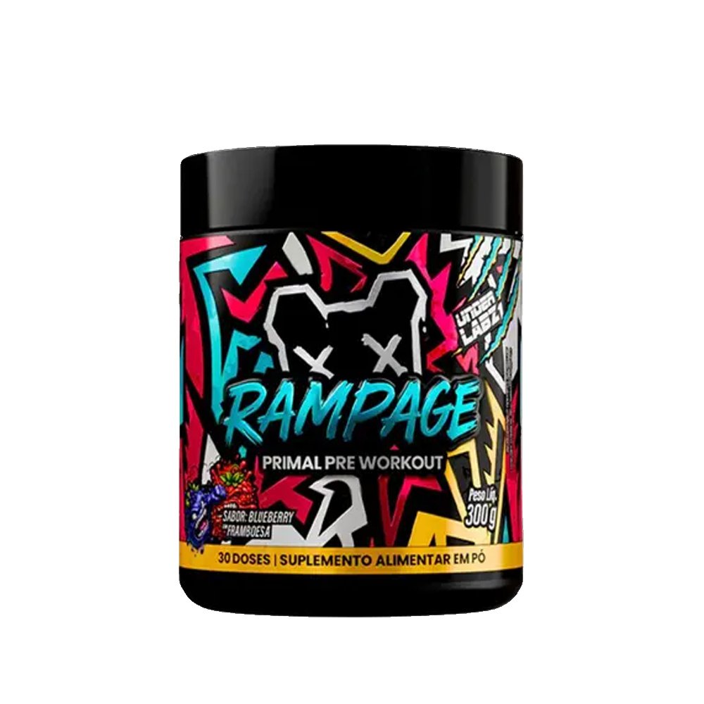 15622176746-rampage-blueberry-com-framboesa.jpg Rampage Primal Pra Workout Blueberry com Framboesa 300g - Under Labz - Imagem 1